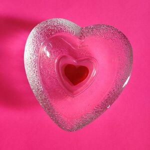 Brighton Glass Trinket Jewelry Dish Heart Shape "Keeper of My Heart Dish 4.75"